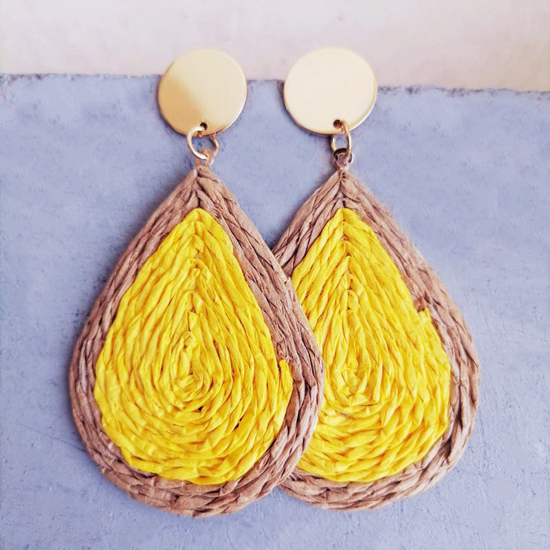 Raffia Grass Teardrop Earrings 