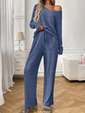 Ribbed Long Sleeve Top and Pants Lounge Set Lingerie & Nightwear