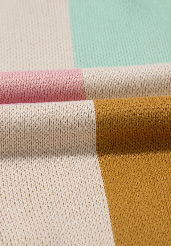 Checkered Round Neck Drop Shoulder Sweater 