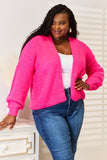 Woven Right Rib-Knit Open Front Drop Shoulder Cardigan 
