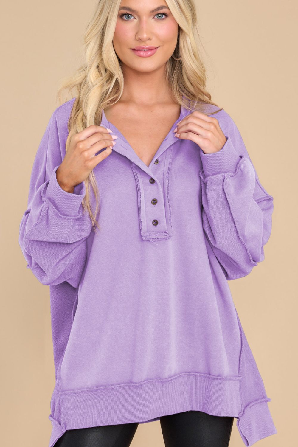 Exposed Seam Long Sleeve Sweatshirt 