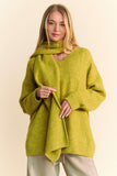 Davi & Dani V-Neck Dropped Shoulder Sweater with Scarf 