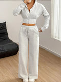 Zip Up Long Sleeve Top and Pants Set Two Piece Dresses