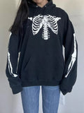 Drawstring Skeleton Long Sleeve Hoodie 