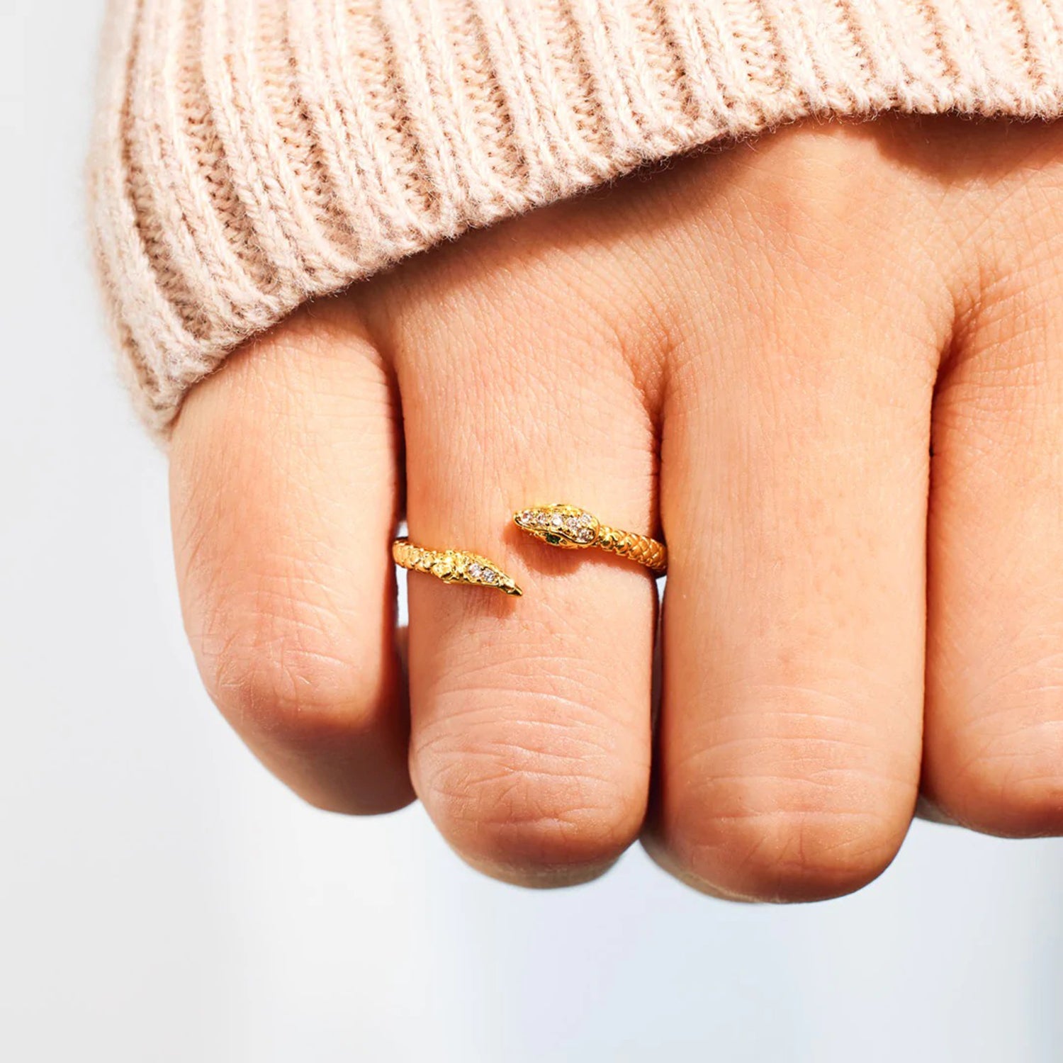 Snake Shape 18K Gold-Plated Bypass Ring 