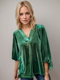 V-Neck Three-Quarter Sleeve Blouse 