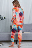 Shiny Tie-Dye Crewneck Top and Drawstring Waist Joggers Lounge Set Lingerie & Nightwear