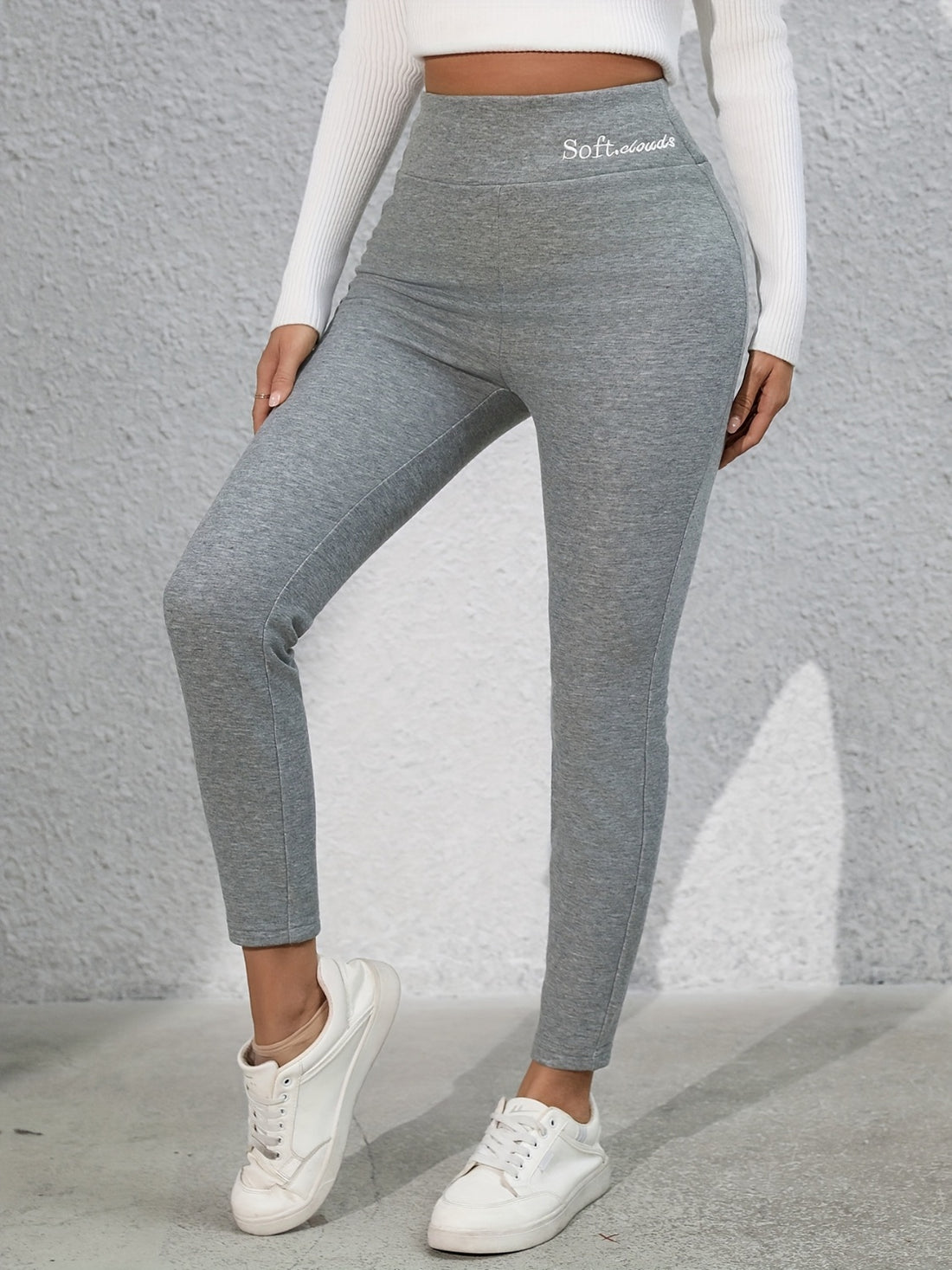 Full Size Letter Embroidered High Waist Leggings 