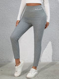 Full Size Letter Embroidered High Waist Leggings 
