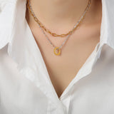Beaded Double-Layered Titanium Steel Necklace 