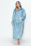 Double Take Full Size Pocketed Hooded Midi Lounge Dress 