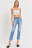 RISEN Full Size Low Rise Crop Slim Straight Jeans 