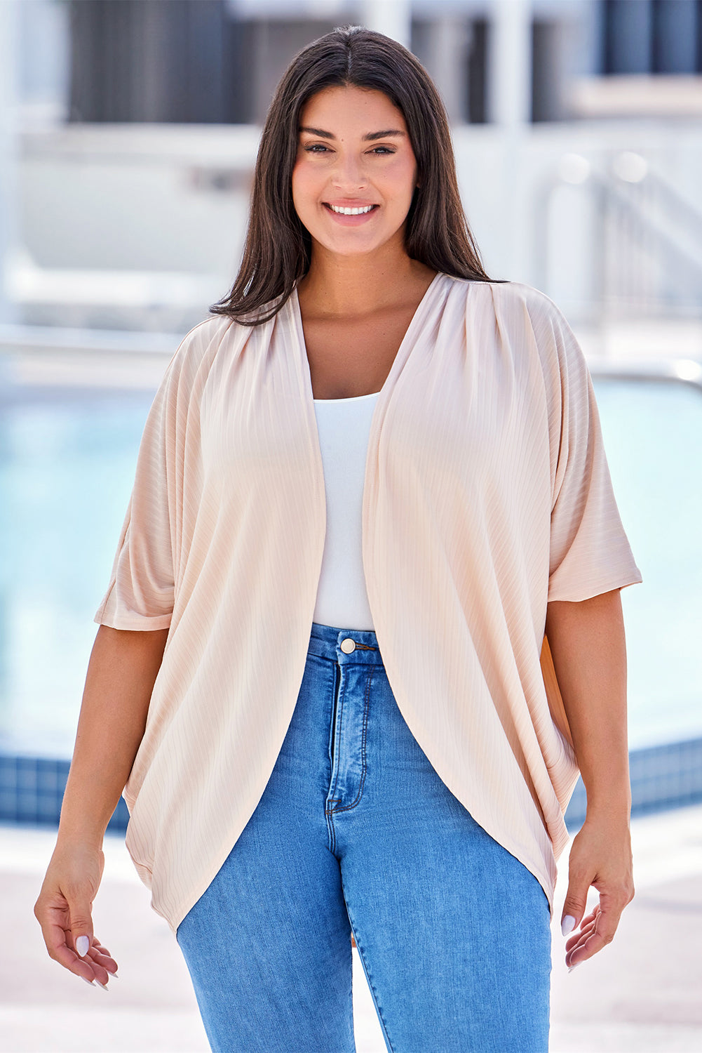 Plus Size Ribbed Cocoon Cover Up 