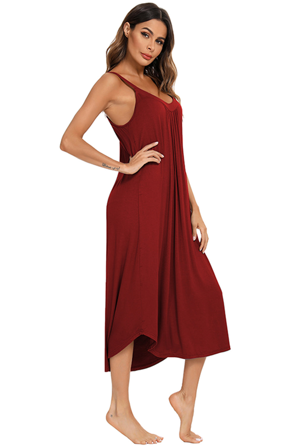 V-Neck Midi Lounge Dress 