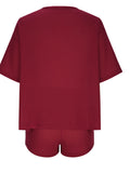 Round Neck Half Sleeve Top and Shorts Lounge Set 