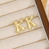 18K Gold-Plated Bubble Letter Stud Earrings 