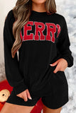 MERRY Round Neck Long Sleeve Top and Shorts Lounge Set 