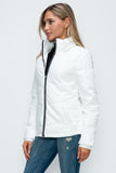 How Dare U Pocketed Zip Up Puffer Jacket with Removable Hood 
