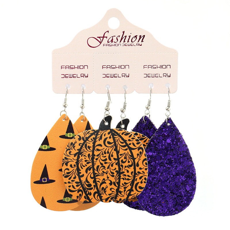 Teardrop Shape Halloween Theme Dangle Earrings 