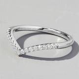 V Shape Inlaid Zircon 925 Sterling Silver Ring 