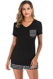 Striped Short Sleeve Top and Shorts Lounge Set Lingerie & Nightwear