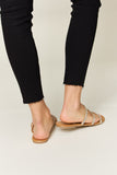 WILD DIVA Rhinestone Three-Strap Flat Sandals 