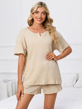 Notched Short Sleeve and Shorts Lounge Set Lingerie & Nightwear