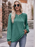 Mandy Long Flounce Sleeve Round Neck Blouse 