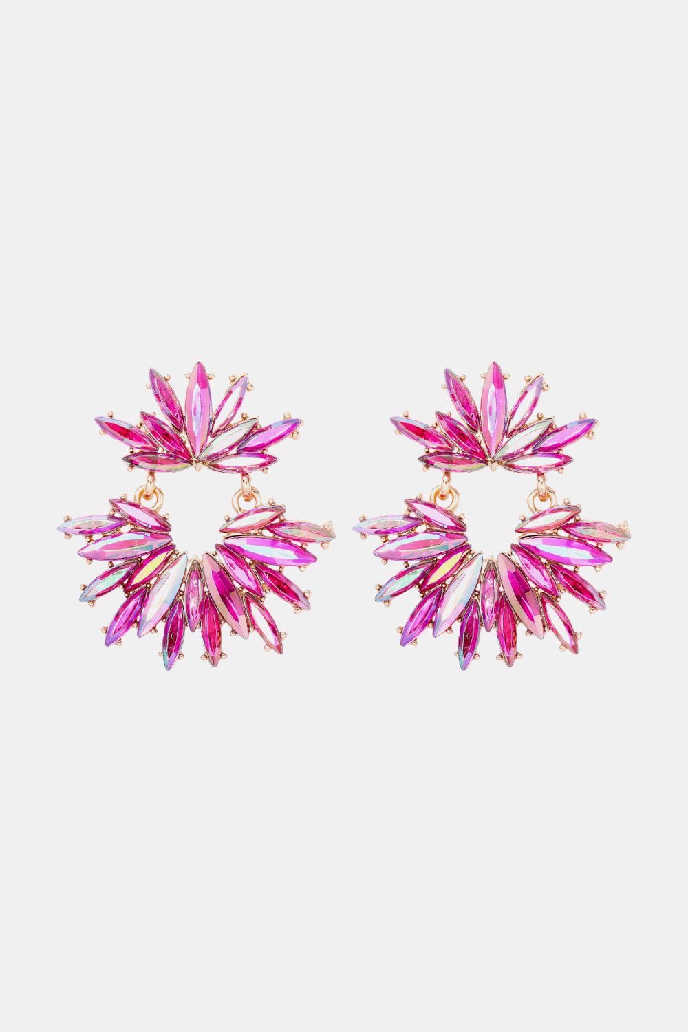Flower Shape Glass Stone Dangle Earrings 