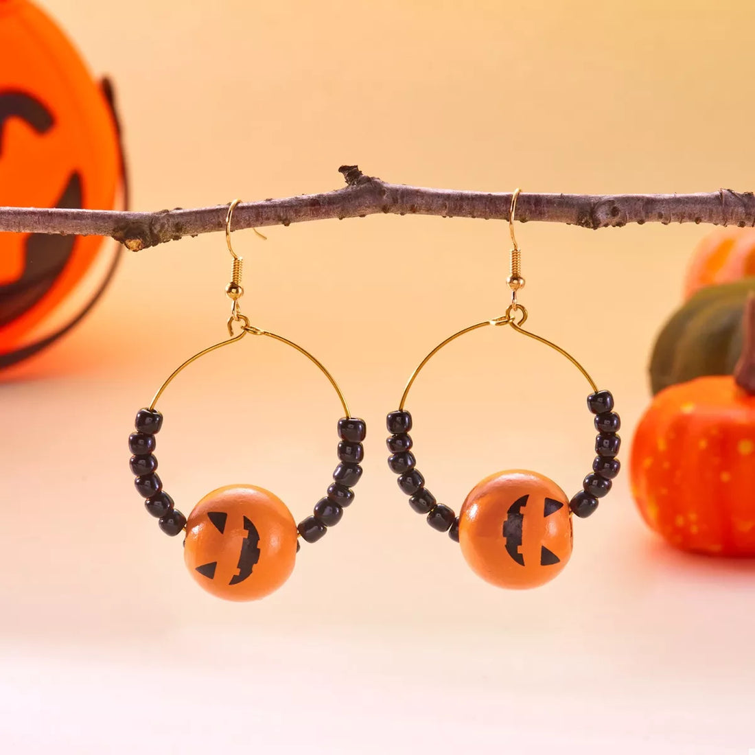 18K Gold-Plated Halloween Bead Earrings 