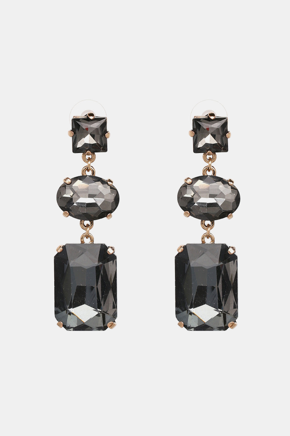 Geometrical Shape Glass Dangle Earrings 