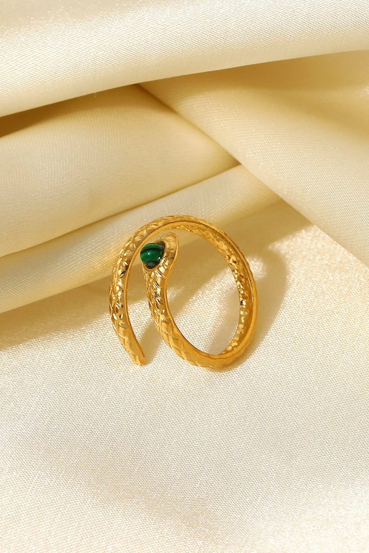 Snake Charmer Malachite Snake-Shaped Bypass Ring 