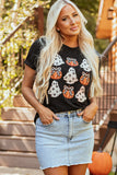 Halloween Graphic Round Neck Short Sleeve T-Shirt 