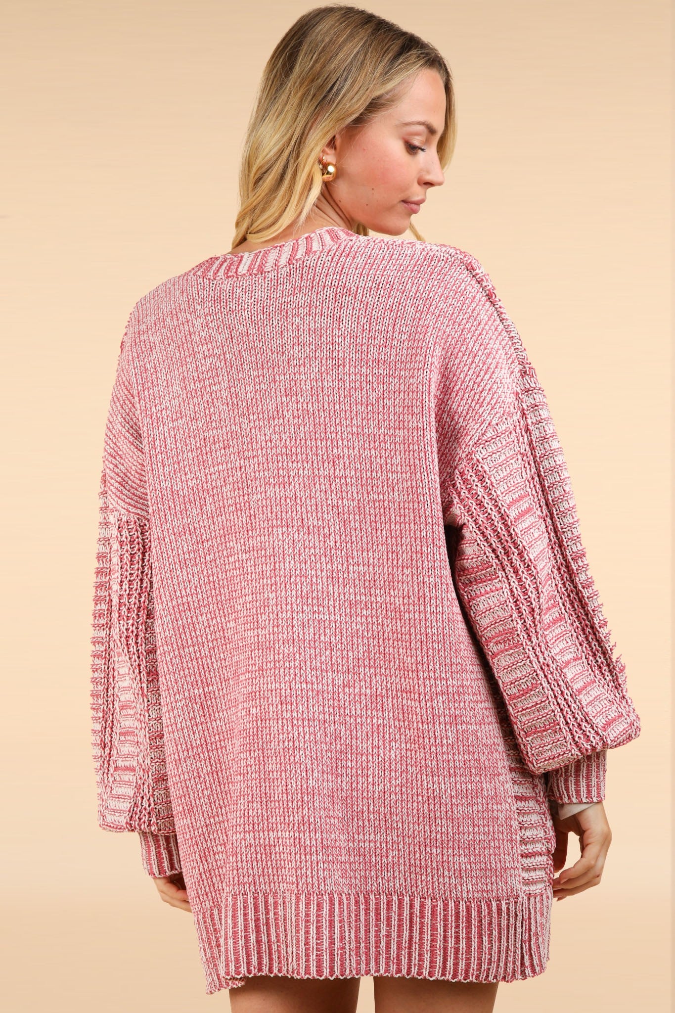 VERY J Cable Knit Open Front Cardigan 