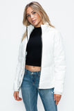 How Dare U Pocketed Zip Up Puffer Jacket with Removable Hood 
