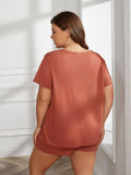 Plus Size Round Neck Short Sleeve Two-Piece Loungewear Set 
