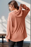 Double Take Full Size Half Button Long Sleeve Hoodie 