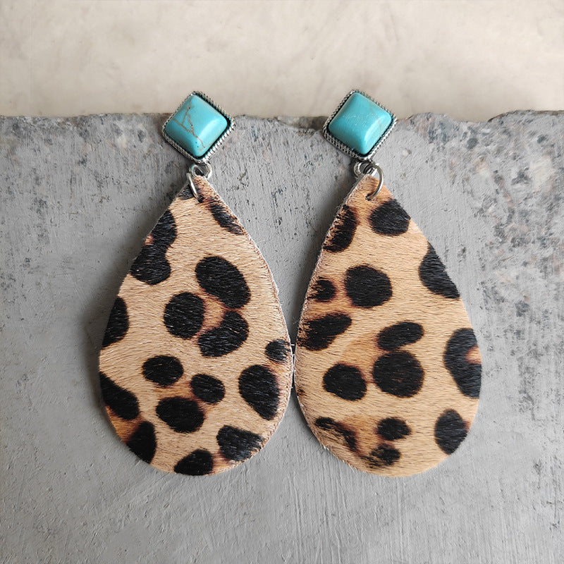 Artificial Turquoise Teardrop Earrings 