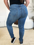 Judy Blue Full Size Mid Waist Distressed Slim Jeans 