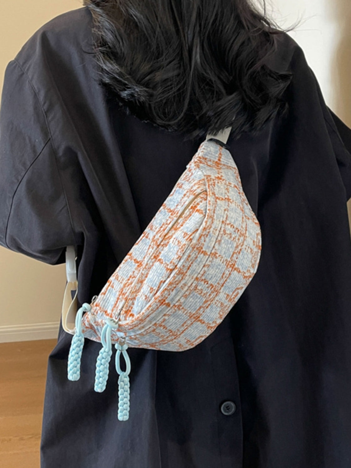 Contrast Plaid Polyester Crossbody Bag 