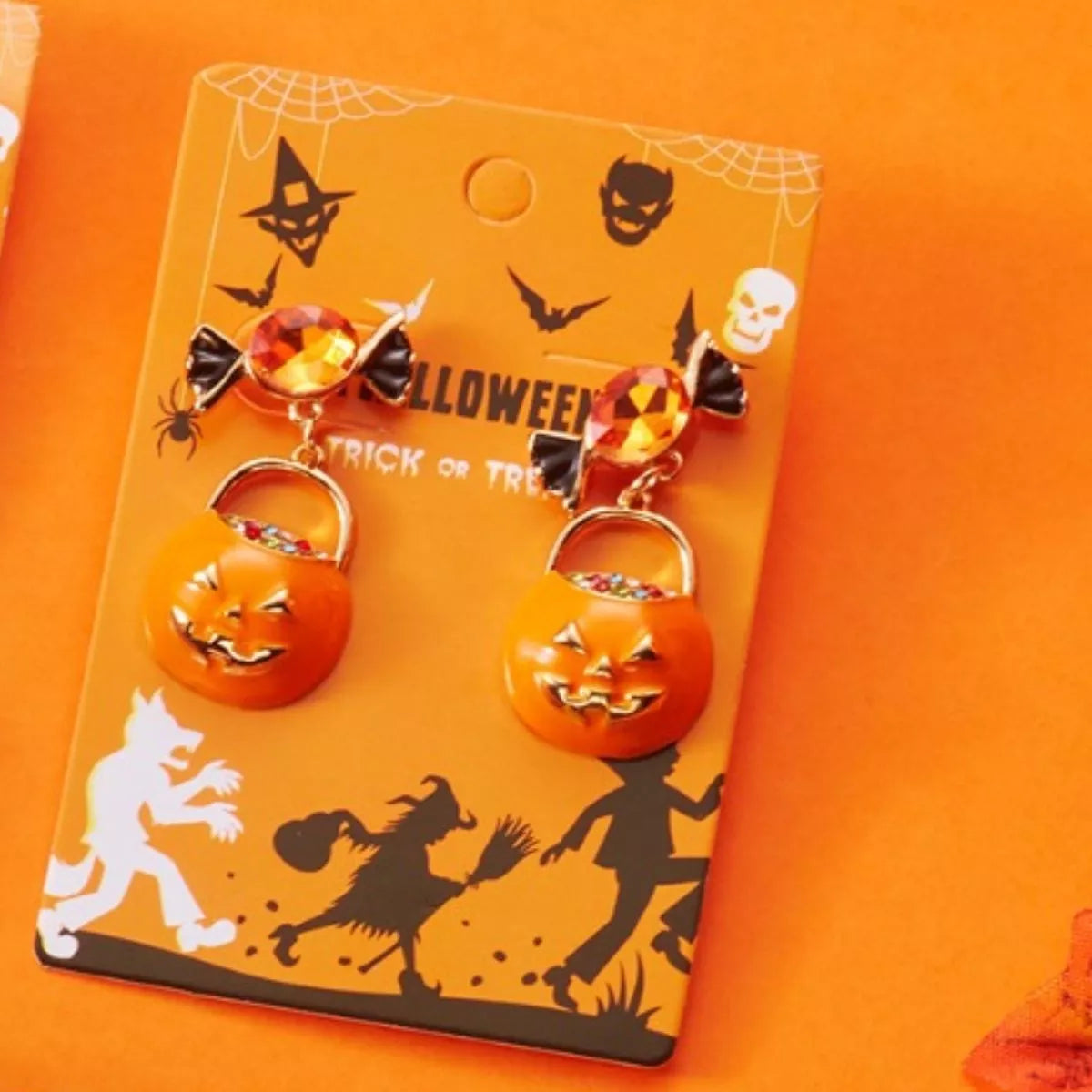 Halloween Pumpkin Drop Earrings 