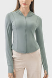 Millennia Pocketed Zip Up Hooded Long Sleeve Active Outerwear 