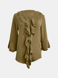 Full Size Ruffled V-Neck Flounce Sleeve Blouse 