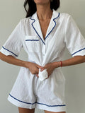 Button Up Half Sleeve Top and Shorts Lounge Set Lingerie & Nightwear