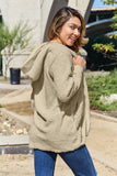 Full Size Teddy Hooded Jacket with Pockets 