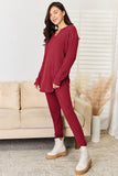 Basic Bae Full Size Notched Long Sleeve Top and Pants Set 