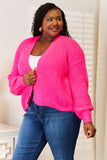 Woven Right Rib-Knit Open Front Drop Shoulder Cardigan 