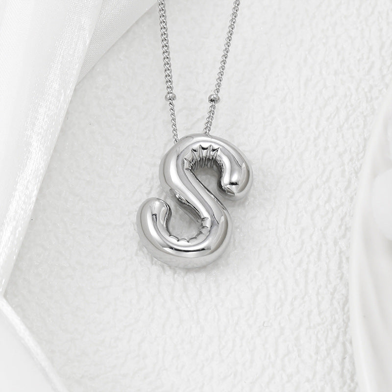 Copper Bubble Letter Pendant Necklace 