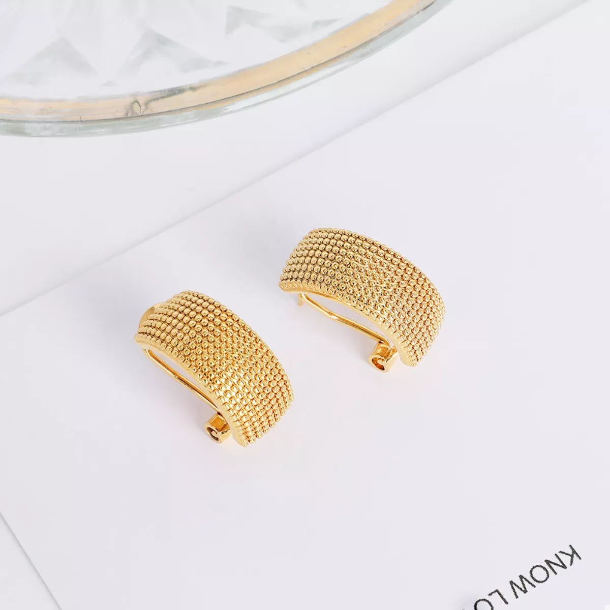 18K Gold-Plated Textured Wide Band Hoop Earrings 