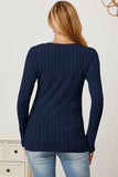 Basic Bae Full Size Ribbed V-Neck Long Sleeve T-Shirt 